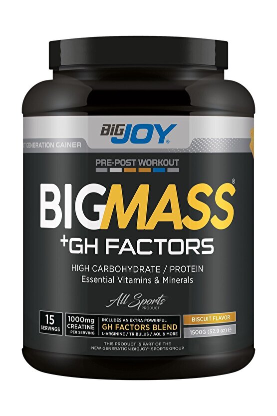 Bisküvi Aromalı Big Mass Gainer Gh Factors 1500gr 15 Servis Karbonhidrat Tozu