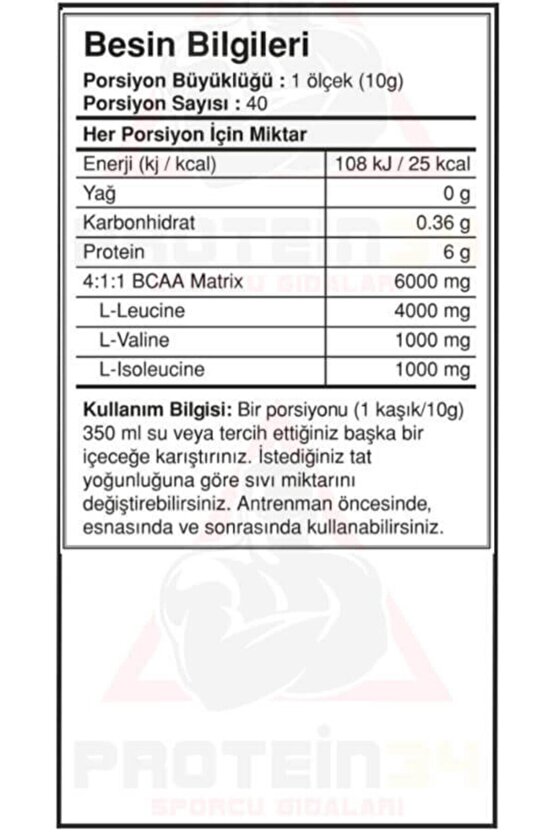 Bigjoy Bcaa Pro Karpuz Aromalı 4:1:1 400 gr 40 Servis Amino Asit