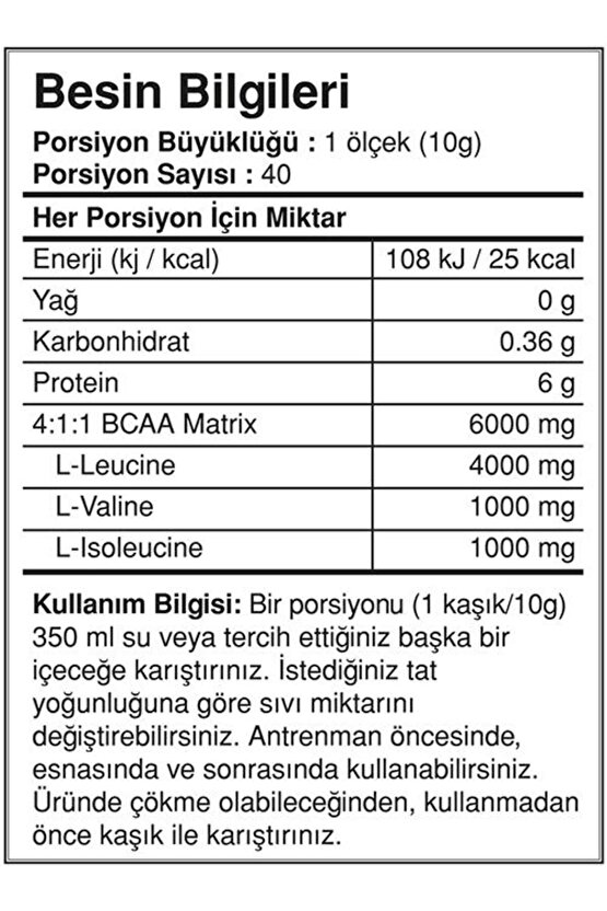 Bcaapro Bcaa Ev Limonatası Aroma 400gr 4:1:1 40 Servis Amino Asit