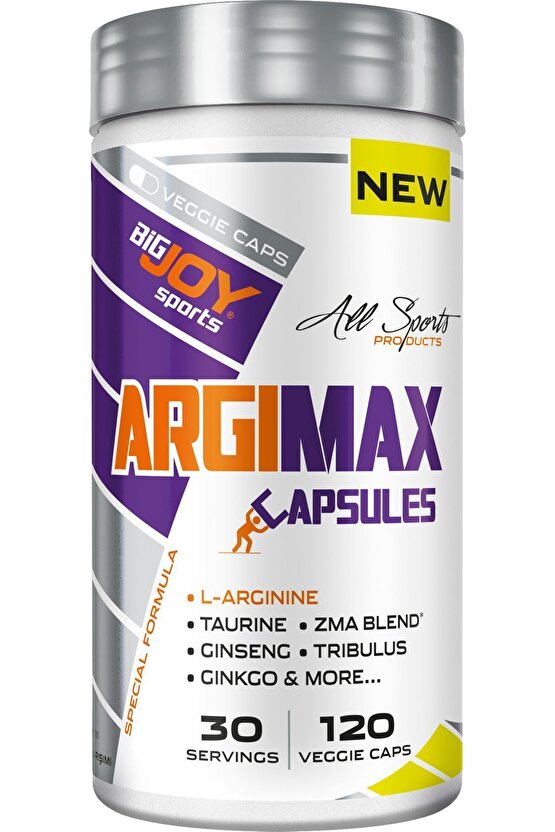 Argimax 120 Kapsül (1300MG ARJİNİN-500MG TAURİN-200MG TRİBULUS TERRESTRİS-100MG GİNSENG)amino Asit