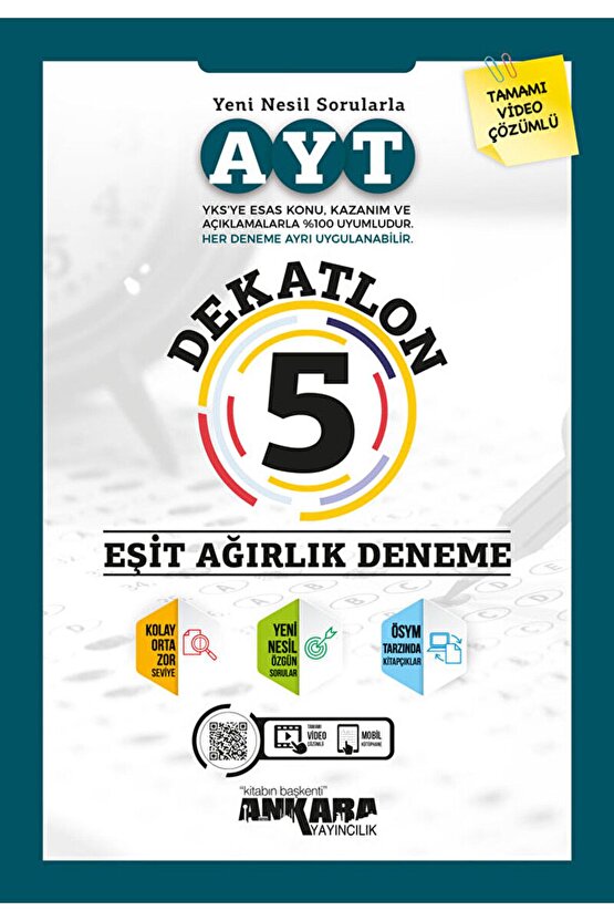 AYT Dekatlon 5 Eşit Ağırlık Deneme  Kolektif  Ankara Yayıncılık  9786052663875