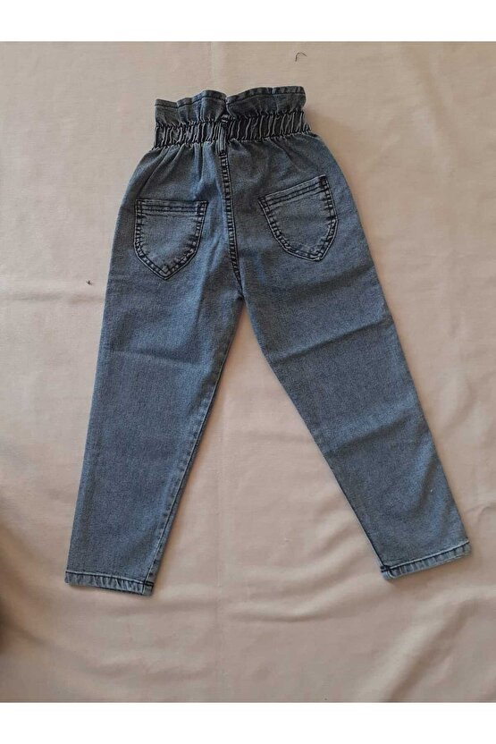 Açık Mavi Beli Lastikli Mom Jean