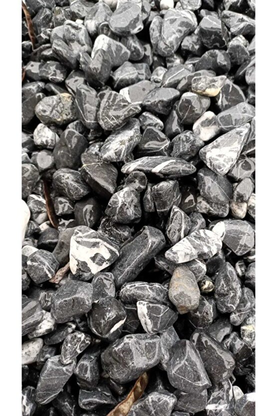 Black Stone - Kırçıllı Siyah 10kg 2-4cm Doğal Dekoratif Peyzaj Süs Taşı