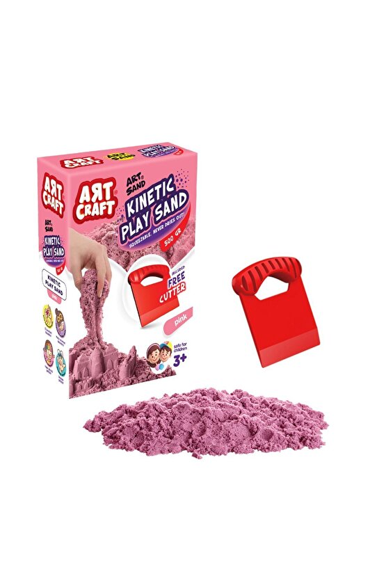 Aksesuarlı Pembe Kinetik Oyun Kumu (500 Gr.) - Art Craft Kinetik Kum Seti - Art Sand Kumu