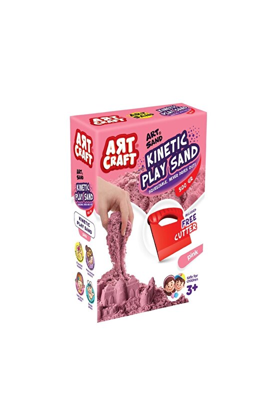 Aksesuarlı Pembe Kinetik Oyun Kumu (500 Gr.) - Art Craft Kinetik Kum Seti - Art Sand Kumu