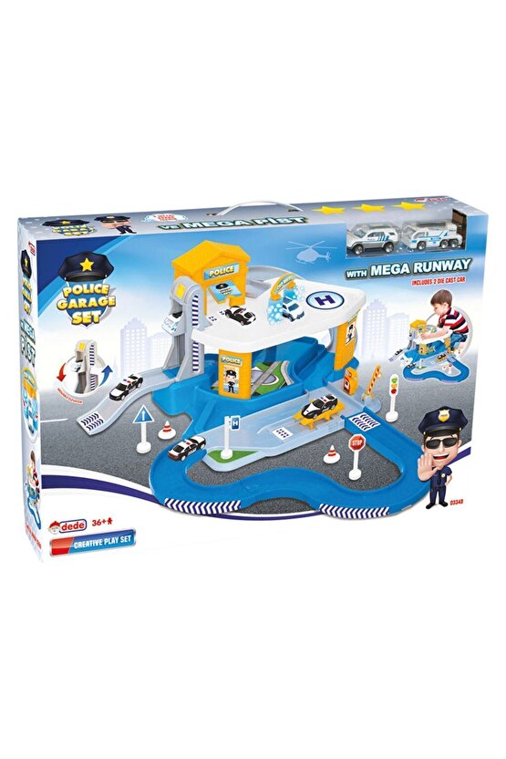 2 Katlı Polis Garaj Seti Ve Mega Pisti - Otopark Seti - Araba Seti - Hotwheels Seti - Istasyon