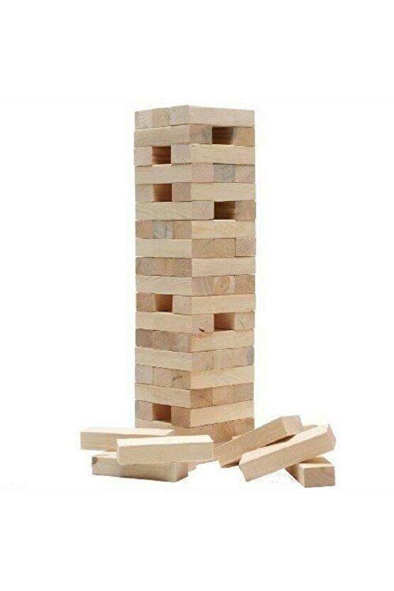 Doğal Ahşap Jenga Kutu Oyunu - 54 Parça Jenga Oyunu - Ahşap Dizme Oyunu - Jenga Oyunu