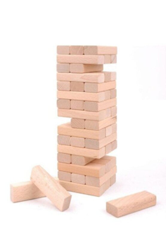 Doğal Ahşap Jenga Kutu Oyunu - 54 Parça Jenga Oyunu - Ahşap Dizme Oyunu - Jenga Oyunu