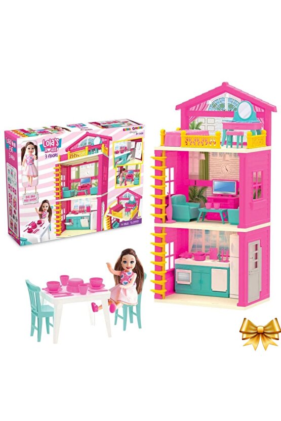 Lolanın 3 Katlı Evi - Ev Oyuncak - Lolanın 3 Katlı Ev Seti - Barbie Ev Seti