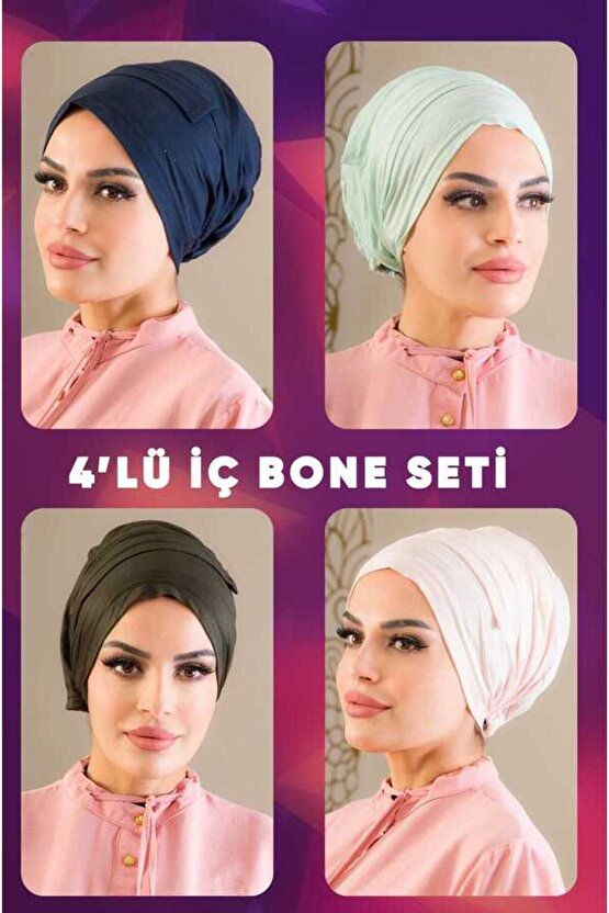 4lü Iç Bone Set-lacivert-su Yeşili-haki-pudra