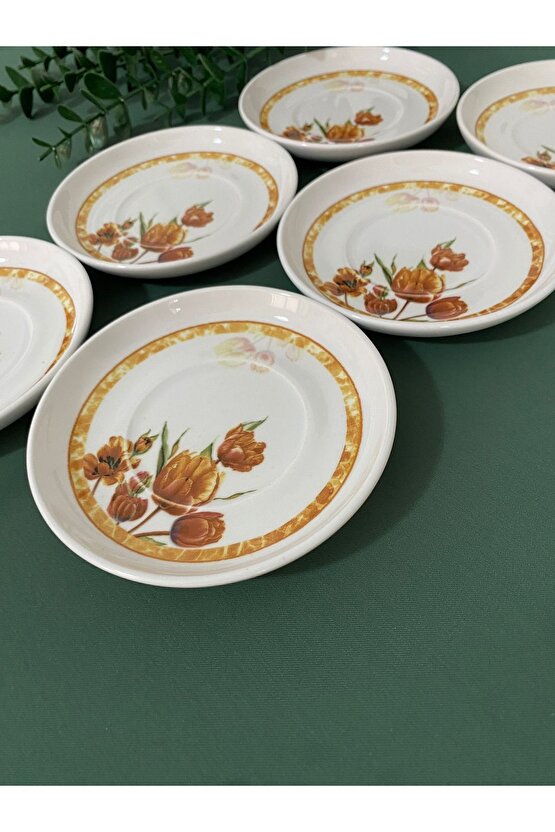 Vintage Lale 6 Adet Çay Tabağı