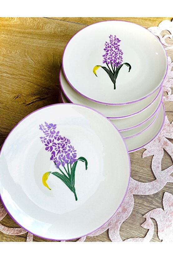 Lila Sümbül 6 Adet Pasta&servis Tabağı
