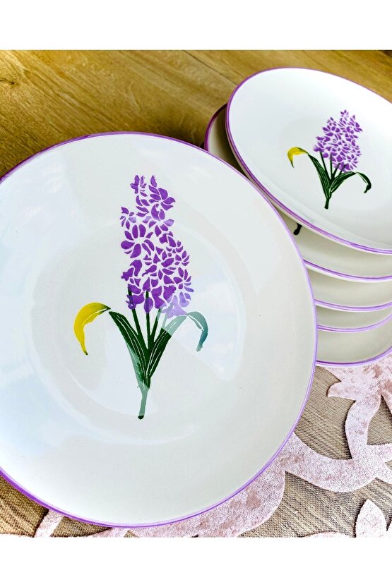 Lila Sümbül 6 Adet Pasta&servis Tabağı