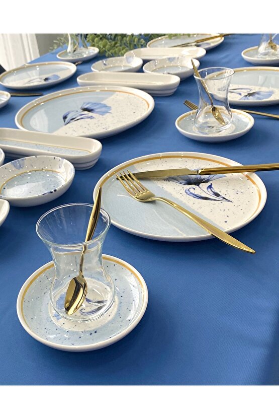 Poppy Model 6 Kişilik 21 Parça Tea Plate Kahvaltı Takımı