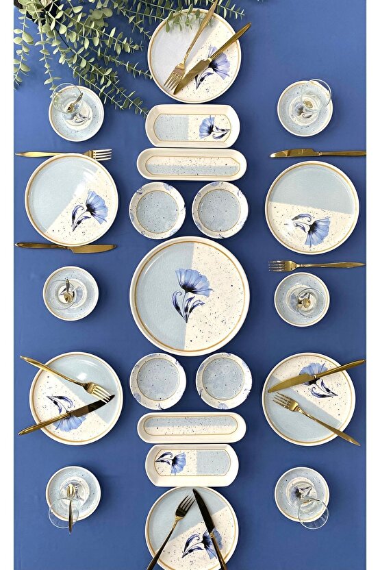 Poppy Model 6 Kişilik 21 Parça Tea Plate Kahvaltı Takımı