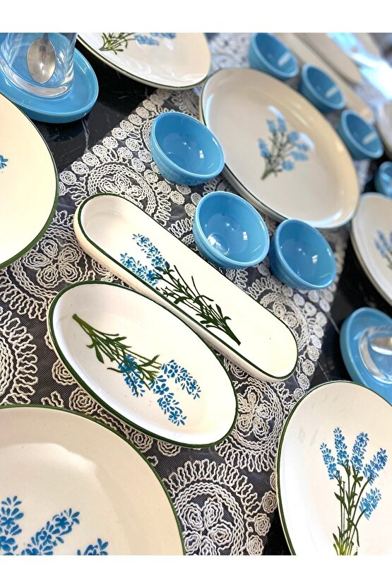 Hyacinth Model 27 Parça 8 Kişilik Turquoise Kahvaltı Takımı