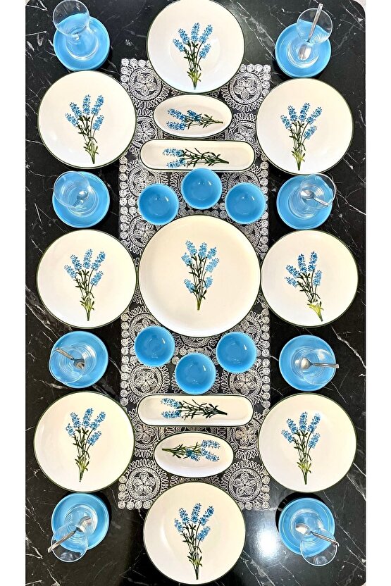 Hyacinth Model 27 Parça 8 Kişilik Turquoise Kahvaltı Takımı