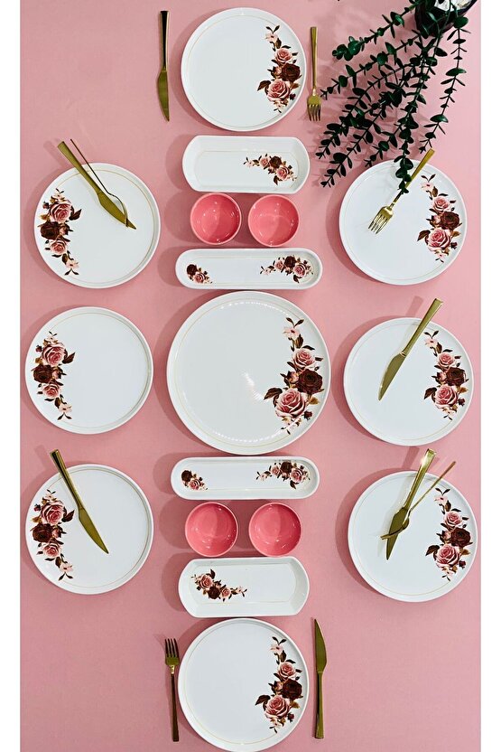 Pink Rose Model 8 Kişilik 17 Parça Kahvaltı Takımı
