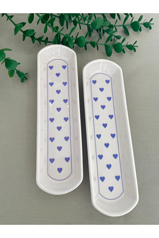 Love Mavi Kalp 2 Adet Zeytinlik Tabak