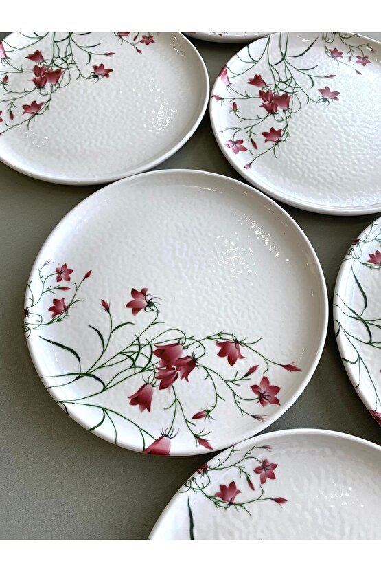 Fushia Çiğdem Model 20 cm  6 Adet  Pasta&Servis Tabağı
