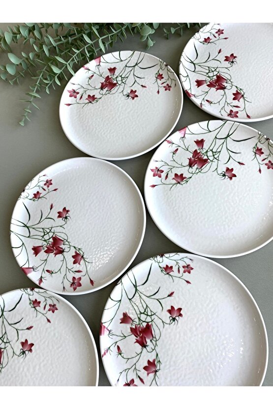 Fushia Çiğdem Model 20 cm  6 Adet  Pasta&Servis Tabağı