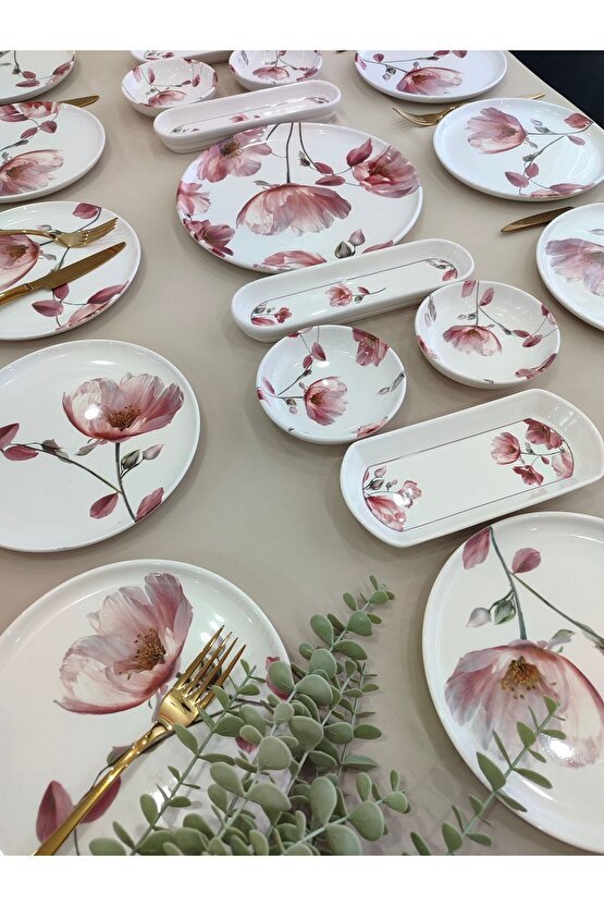 Charming Rose 12 Kişilik 21 Parça Kahvaltı Takımı Kahvaltı Seti
