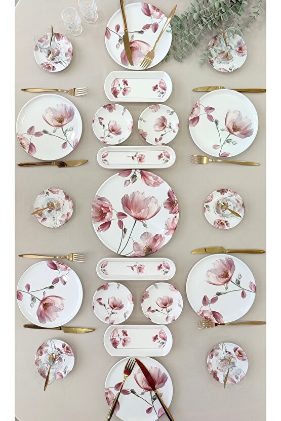Charming Rose 6 Kişilik 21 Parça Kahvaltı Takımı Kahvaltı Seti