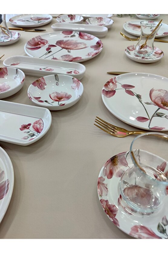 Charming Rose 6 Kişilik 21 Parça Kahvaltı Takımı Kahvaltı Seti