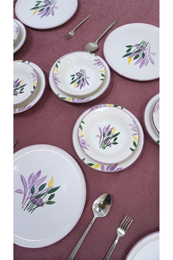 Başak Lila Model 6 Kişilik 18 Parça Yemek Takımı