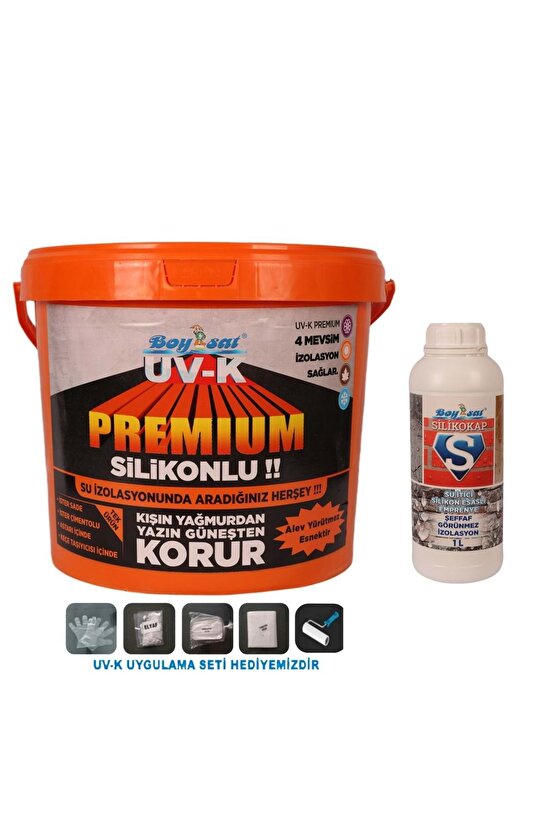 Avantajlı Yalıtım Paketi Uv-k Premium Silikonlu 15kg Yalıtım Boyası Ve Silikokap Şeffaf Yalıtım 1lt