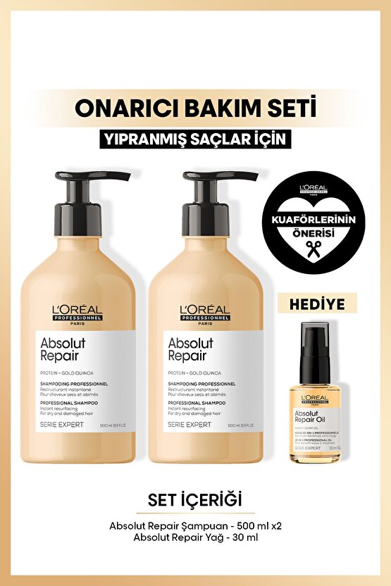 Serie Expert Absolut Repair Yıpranmış Saçlar Için Onarıcı Şampuan 500 Ml X2