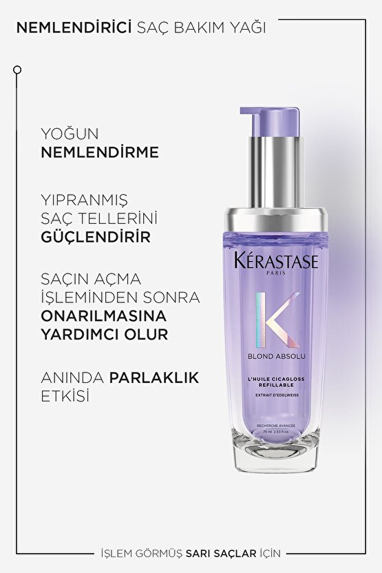 Blond Absolu Lhuile Cicagloss Sarı Saçlar Için Saç Bakım Yağı 75 ml