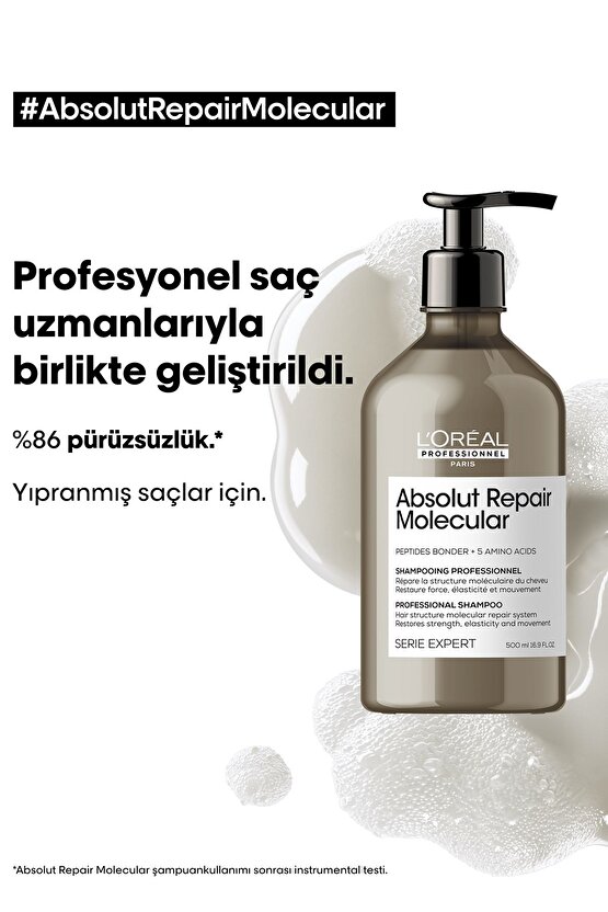 Serie Expert Absolut Repair Molecular Tüm Yıpranmış Saçlar Için Arındırıcı Şam