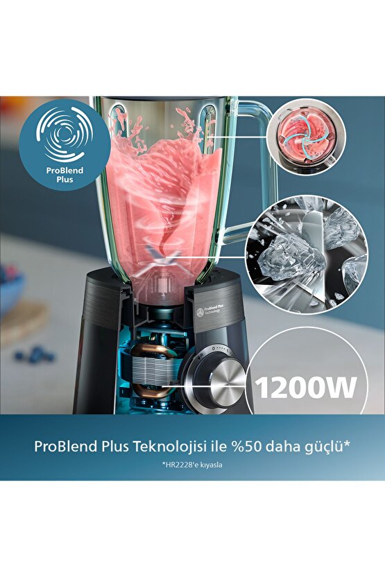 5000 Serisi Blender, ProBlend Plus Teknolojisi, 1200W, 2L Kapasiteli Cam Hazne, HR303000