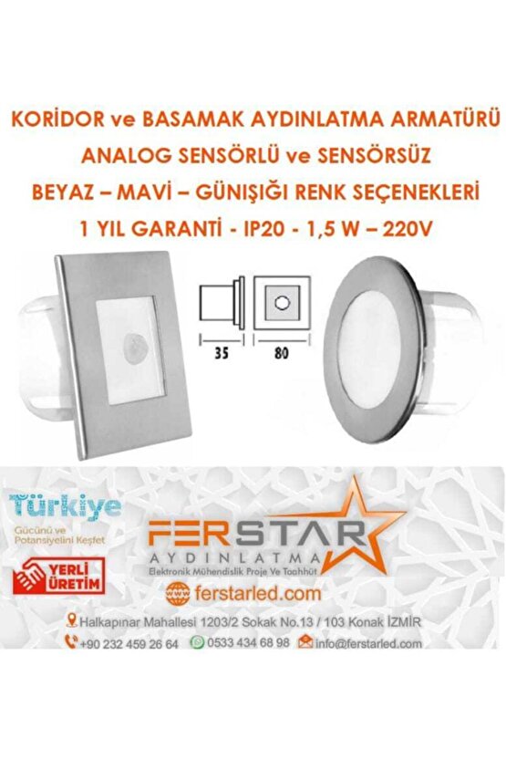 Yuvarlak Günışığı Analog Sensörlü Led  Koridor Ve Basamak Armatürü