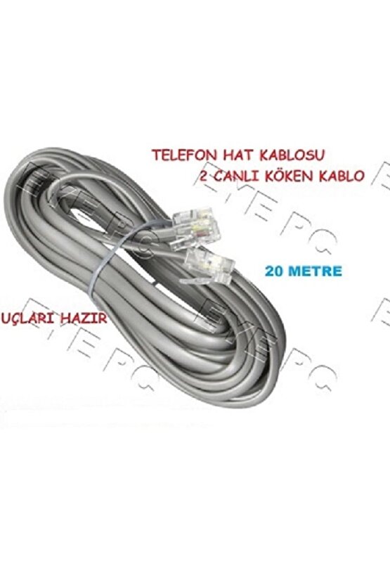 20 Metre 2 Canli Hat Köken Telefon Kablosu Bina Girişi Modem Arası