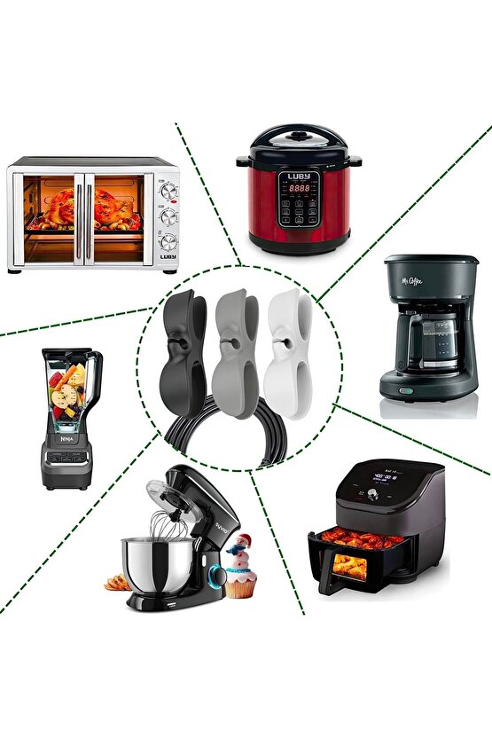 4 Adet Yapışkanlı Airfry Kettle Makine Kablo Sabitleyici Kablo Tutucu Klips Kablo Düzenleyici