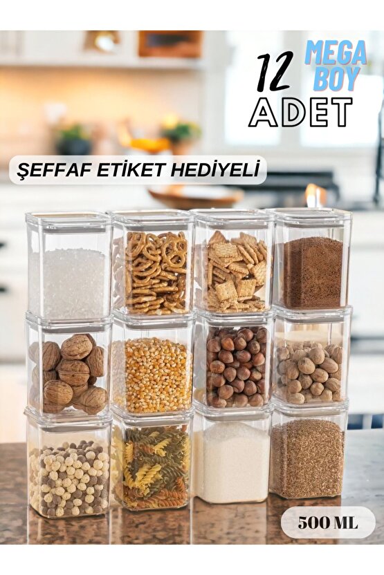 Etiketli 12 Adet Vakumlu Mega Boy Baharatlık 500 ml