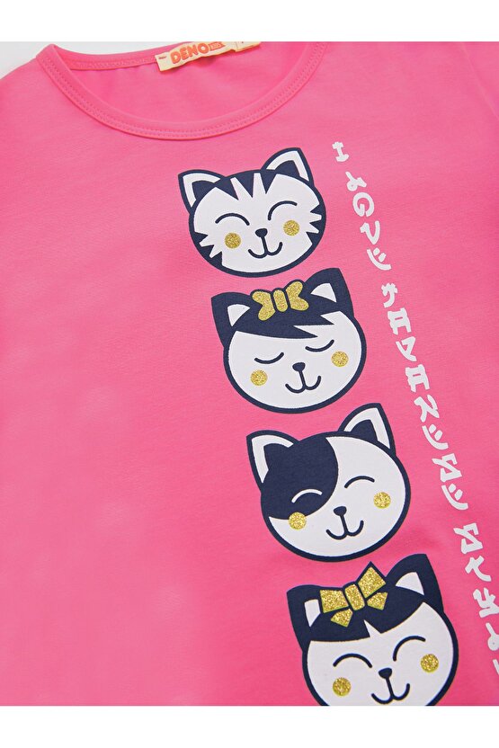 Japan Cats Kız Çocuk T-shirt Pantolon Takım