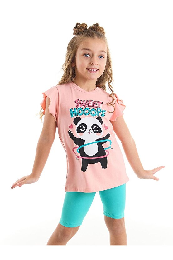 Hulahop Panda Kız Çocuk T-shirt Tayt Takım