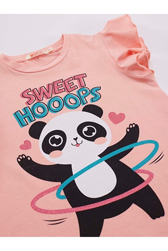 Hulahop Panda Kız Çocuk T-shirt Tayt Takım