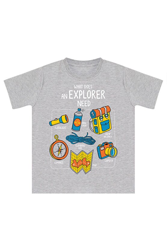 Explorer Kamp Temalı Erkek Çocuk Yazlık T-shirt Kargo Cepli Şort Takım