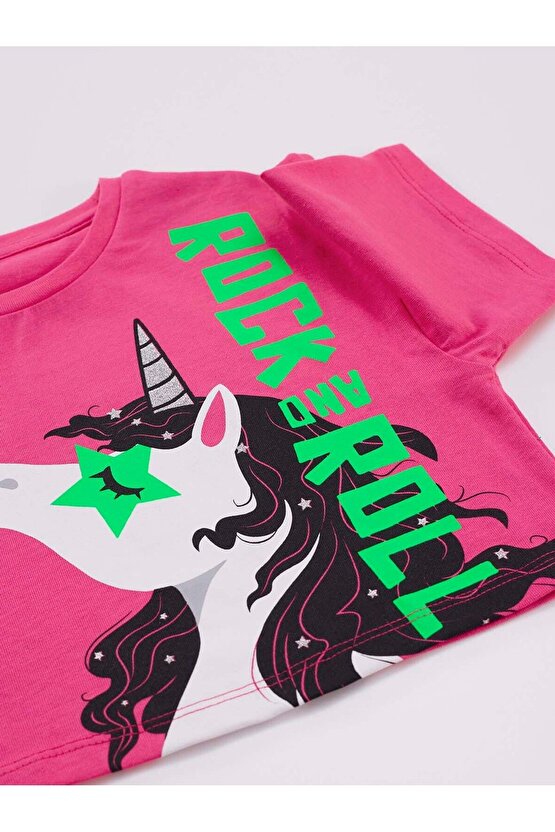 R&r Unicorn Kız Çocuk T-shirt Kapri Şort Takım