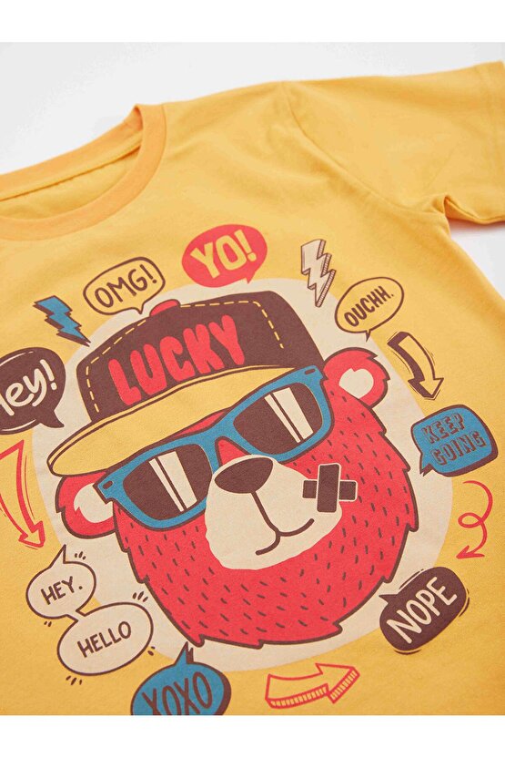 Lucky Bear Erkek Çocuk T-shirt Kapri Şort Takım