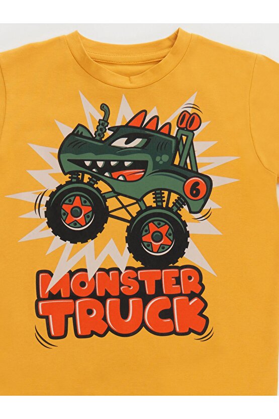 Monster Truck Erkek Çocuk T-shirt Kapri Şort Takım