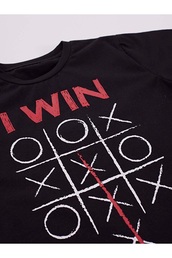 I Win Erkek Çocuk Siyah T-shirt Gri Şort Takım