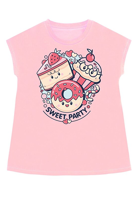 Sweet Party Kız Çocuk Yazlık Tunik T-shirt Tayt Takım