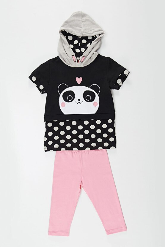 Kız Çocuk Panda Dot Sweat+Tayt