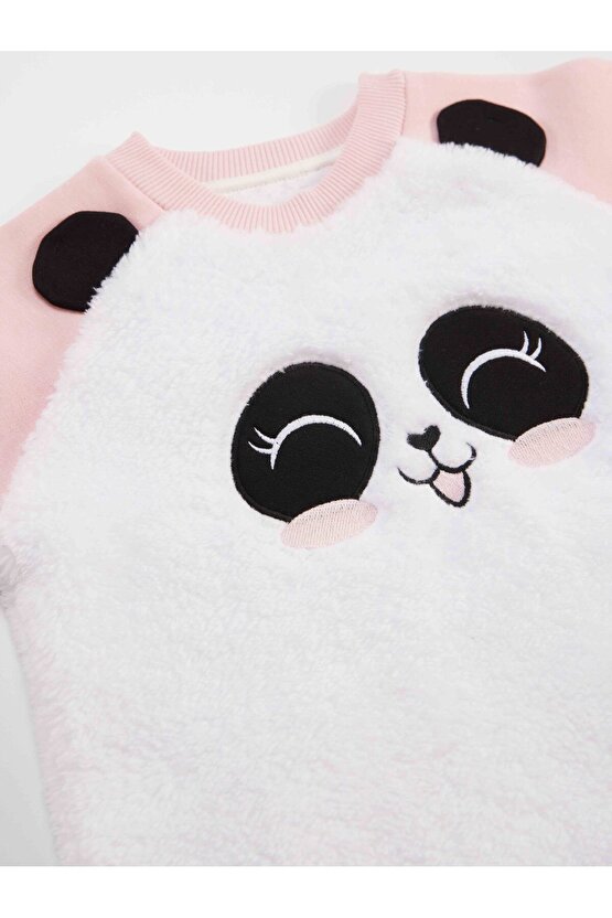 Peluş Panda Kız Çocuk Sweatshirt Tayt Takım