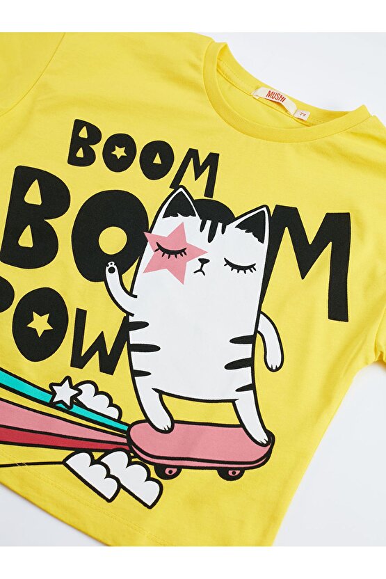 Boom Boom Cat Kız Çocuk T-shirt Pantolon Takım